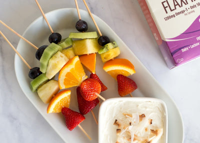 Rainbow Fruit Kabobs with Dairy-Free Coconut Cream Dip