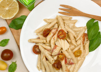 Vegan Creamy Garlic & Roasted Tomato Pasta